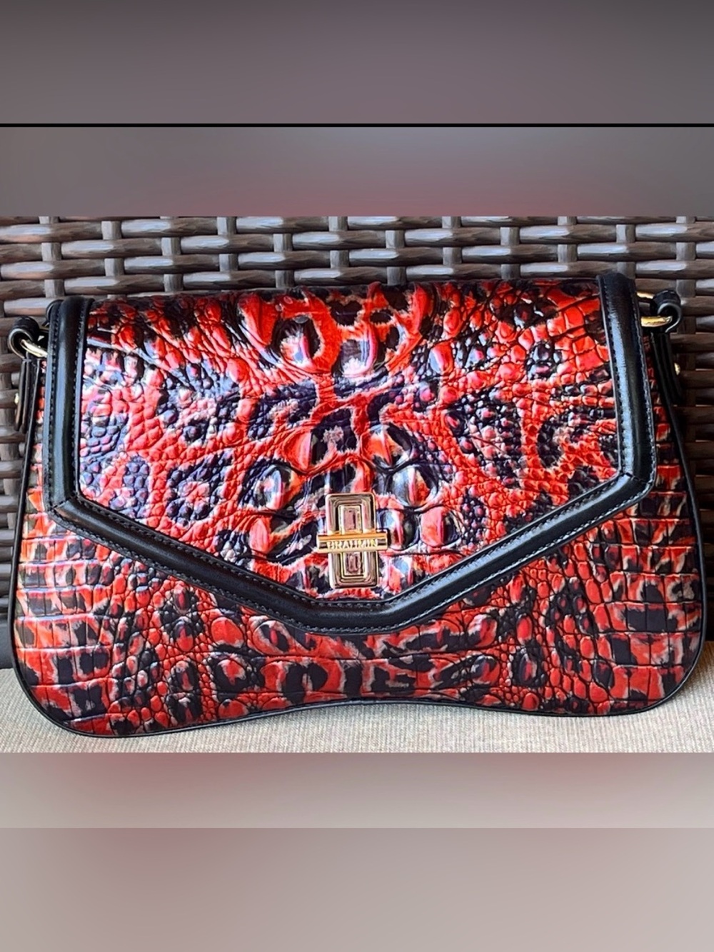 NWT Brahmin Nerida in RED LEOPARDESS Shoulder Bag